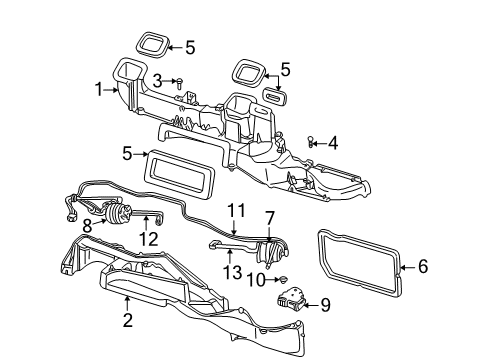 2000 Dodge Ram 1500 Van Ducts Instrument Panel Blend Door Actuator Diagram for 4885296AA