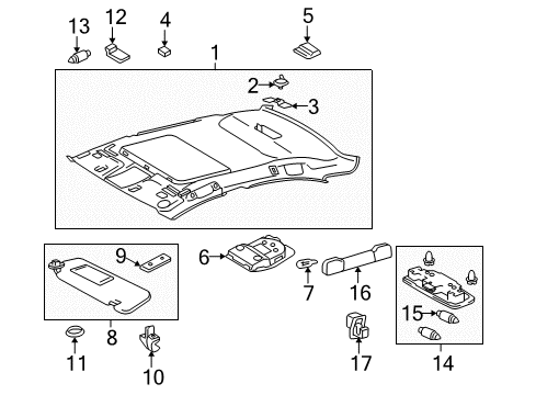 2009 Lexus IS F Interior Trim - Roof Lamp Assy, Map Diagram for 81260-53400-C0