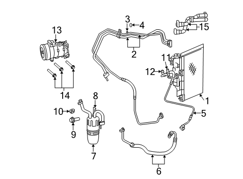 2009 Chrysler Sebring A/C Condenser, Compressor & Lines Hose-Heater Return Diagram for 5058814AE