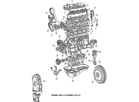 1986 Toyota Camry Engine Parts, Mounts, Cylinder Head & Valves, Camshaft & Timing, Oil Pan, Oil Pump, Crankshaft & Bearings, Pistons, Rings & Bearings Bearings Diagram for 13041-63020-01