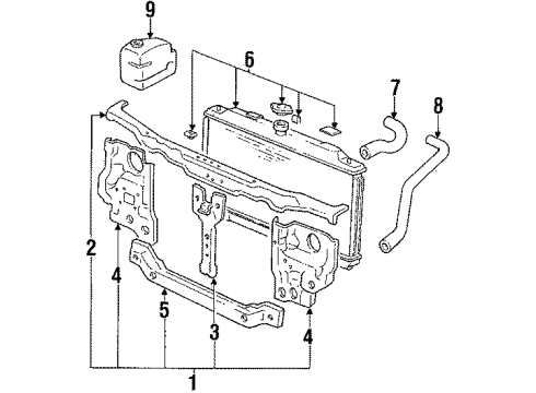 1992 Acura Integra Radiator & Components, Radiator Support Tank, Reserve Diagram for 19101-PR3-010