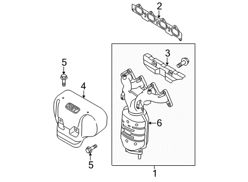 2005 Kia Sportage Exhaust Manifold Exhaust Manifold Assembly, Left Diagram for 2850037530