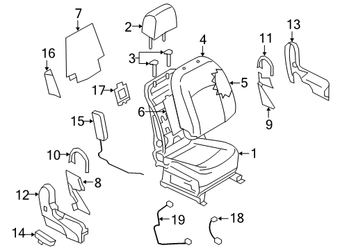 2013 Nissan Rogue Passenger Seat Components Harness-Front Seat Diagram for 87019-JM00A