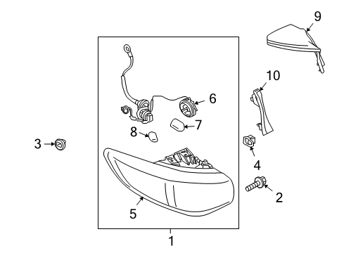 2009 Infiniti FX35 Bulbs Lamp Assembly-Rear Combination, LH Diagram for 26555-1CA0A