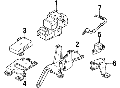 1999 Acura SLX ABS Components Bracket, Passenger Side Control Unit Diagram for 8-97136-446-1