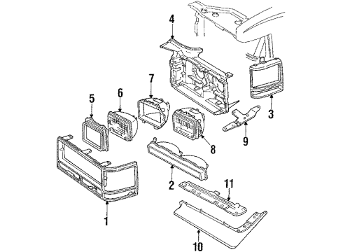 1985 Cadillac Seville Headlamps Molding Diagram for 1617114