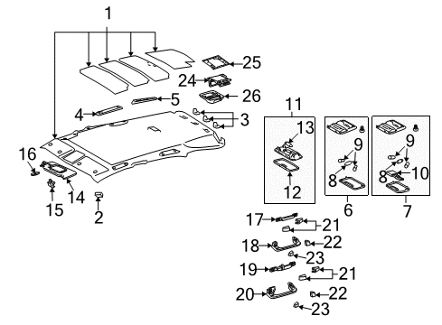 2004 Lexus RX330 Interior Trim - Roof Lamp Assy, Map Diagram for 81260-48020-B0