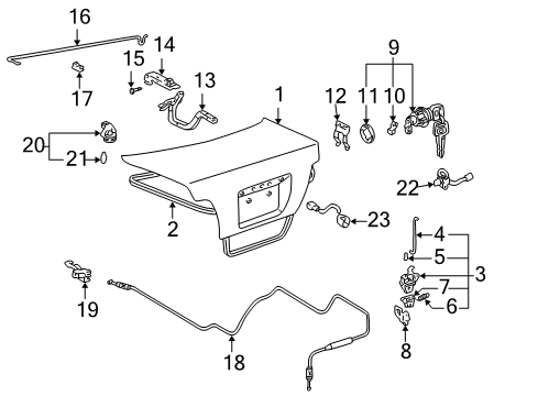 1998 Toyota Corolla Trunk Lid Weatherstrip Diagram for 64461-02050