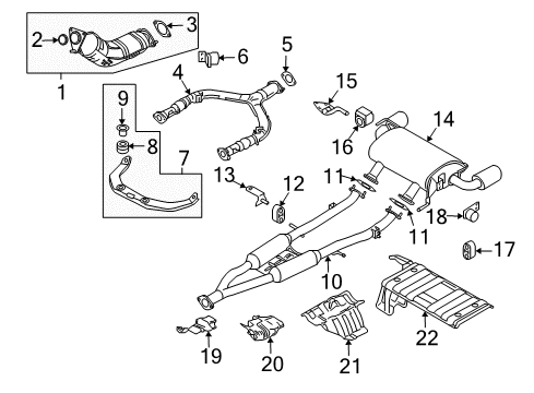 2014 Infiniti QX70 Exhaust Components Exhaust Main Muffler Assembly Diagram for 20100-1CA1A