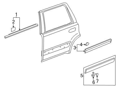 2006 Honda CR-V Exterior Trim - Rear Door Protector, R. RR. Door Diagram for 75303-S9A-013