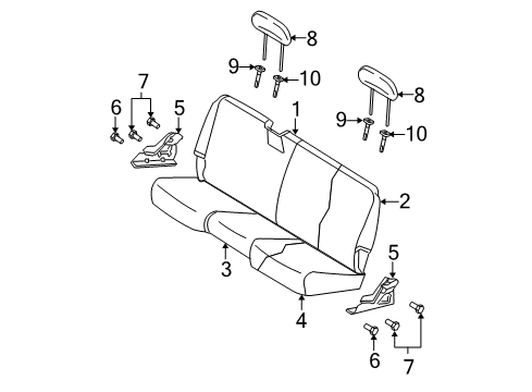 2008 Dodge Ram 3500 Rear Seat Components Rear Seat Cushion Diagram for 1FF261J3AA