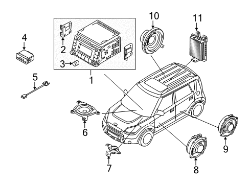 2010 Kia Soul Sound System Door Speaker & Protector Assembly, Left Diagram for 963302K000