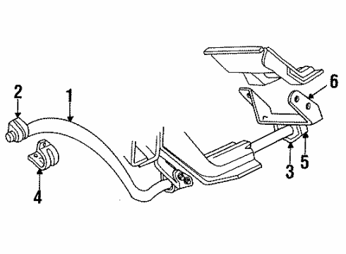 1994 Dodge Dakota Stabilizer Bar & Components - Front Bracket Front SWAY Bar Ret Diagram for 4447149