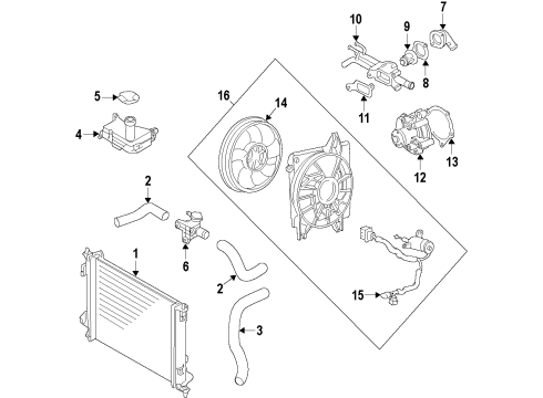 2018 Kia Soul Cooling System, Radiator, Water Pump, Cooling Fan Fitting-COOLANT Inlet Diagram for 256312E100