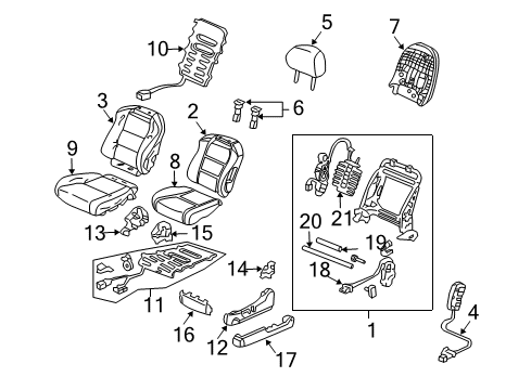 2007 Acura TL Front Seat Components Pad Assembly, Left Front Seat Cushion Diagram for 81537-SEP-A31
