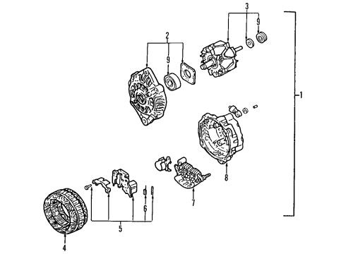 1996 Kia Sportage Alternator ALTERNATOR Diagram for 0K01118300D