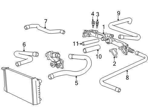 1998 BMW 740iL Powertrain Control Upper Radiator Coolant Hose Diagram for 11531745595