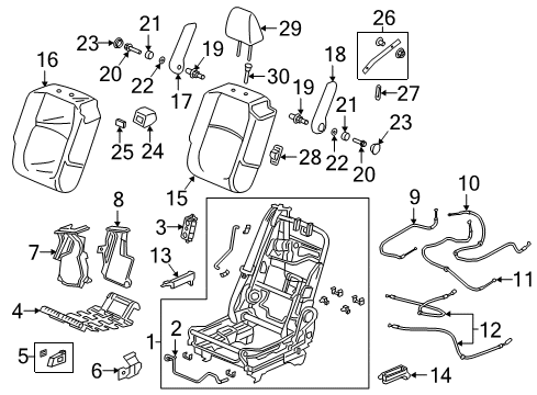 2020 Honda Odyssey Second Row Seats Garnish, R. Middle Seat-Back Belt *YR507L* (SHADOW BEIGE) Diagram for 81355-THR-A01ZA