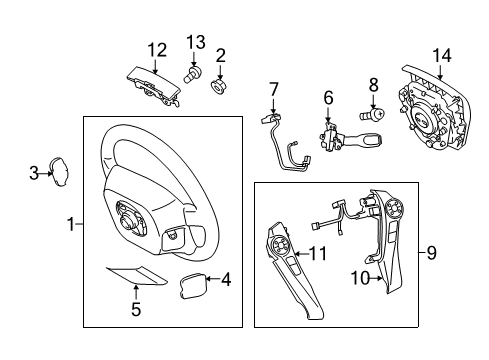 2013 Toyota Prius Plug-In Steering Column & Wheel, Steering Gear & Linkage Switch Assembly Diagram for 84247-47081-B0