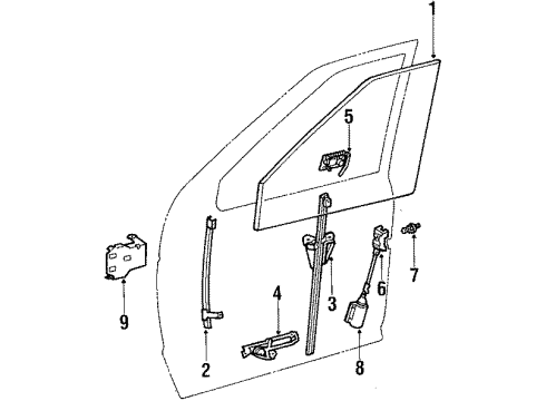 1990 Plymouth Grand Voyager Door Glass & Hardware Window Regulator Diagram for 4480714