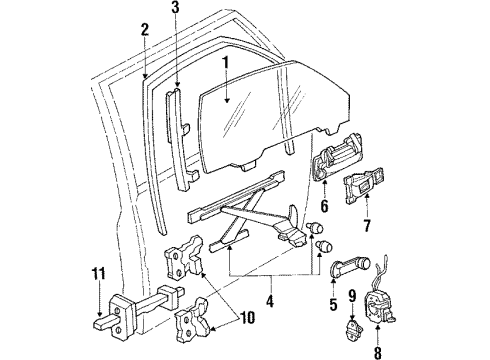 1990 Honda Civic Front Door - Glass & Hardware Channel, Right Front Door Run Diagram for 72235-SH3-A22