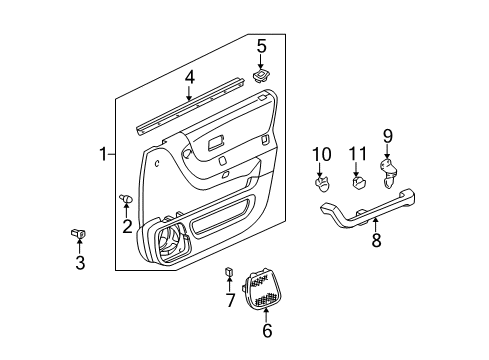 1997 Honda CR-V Interior Trim - Front Door Weatherstrip, FR. Door (Inner) Diagram for 72335-S10-003