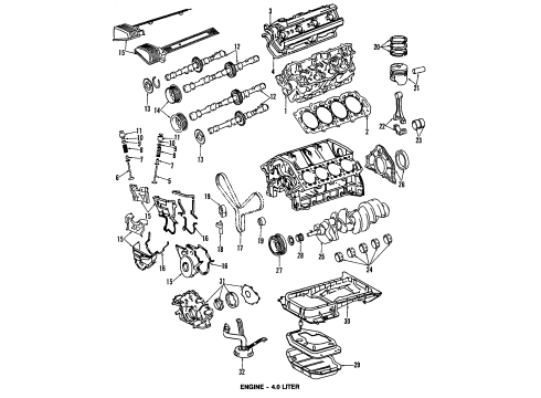1996 Lexus SC400 Engine Parts, Mounts, Cylinder Head & Valves, Camshaft & Timing, Oil Pan, Oil Pump, Crankshaft & Bearings, Pistons, Rings & Bearings Gasket, Cylinder Head Diagram for 11115-50021
