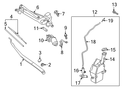2021 Kia Forte Wiper & Washer Components Reservoir & Pump Assembly Diagram for 98610M7100