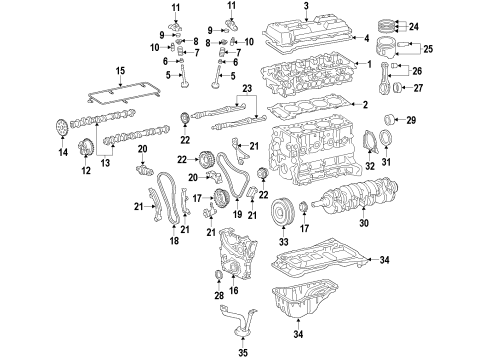 2006 Toyota Tacoma Engine Parts, Mounts, Cylinder Head & Valves, Camshaft & Timing, Variable Valve Timing, Oil Pan, Oil Pump, Balance Shafts, Crankshaft & Bearings, Pistons, Rings & Bearings Front Cover Diagram for 11310-75073