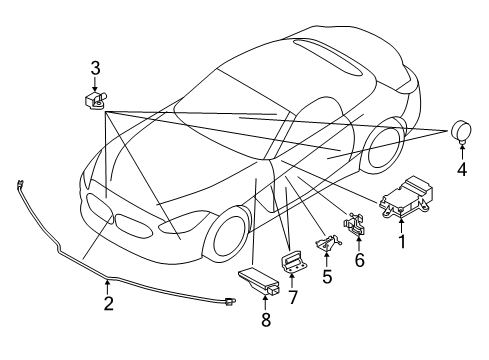 2022 BMW Z4 Air Bag Components SENSOR FOR PEDESTRIAN PROTEC Diagram for 65766997029