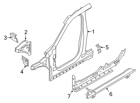 2016 BMW X1 Hinge Pillar, Rocker Reinforcement Plate, Sill, Left Diagram for 41217407917