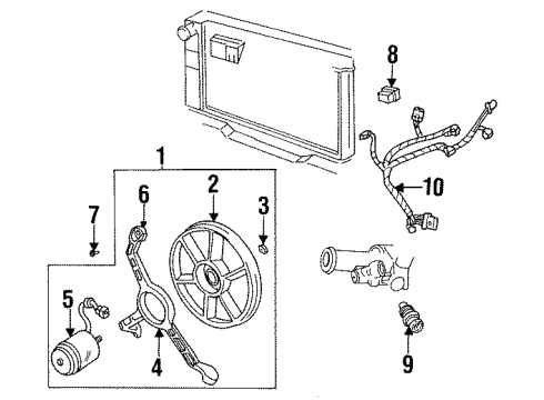 1995 Oldsmobile Achieva Senders Bracket, Engine Coolant Fan Diagram for 22136938