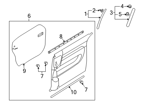 2008 Hyundai Entourage Interior Trim - Side Loading Door Panel Assembly-Rear Door Window Diagram for 833604D000CS