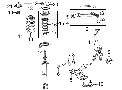 2021 Lexus RC350 Front Suspension Components, Lower Control Arm, Upper Control Arm, Ride Control, Stabilizer Bar ABSORBER Assembly, Shock Diagram for 48510-80B61