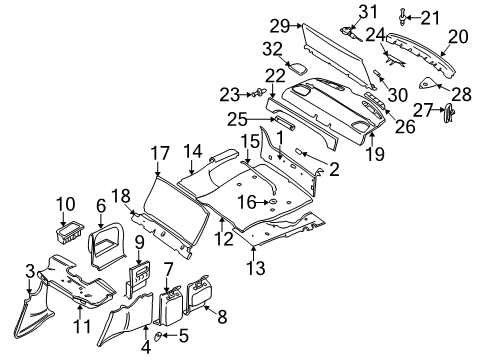 2002 BMW 525i Interior Trim - Rear Body Cover For Child Seat Fixing Diagram for 51468176392