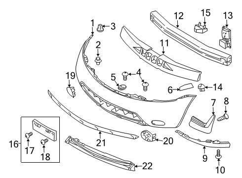 2006 Nissan Murano Front Bumper Energy ABSORBER-Front Bumper Diagram for 62090-CA000