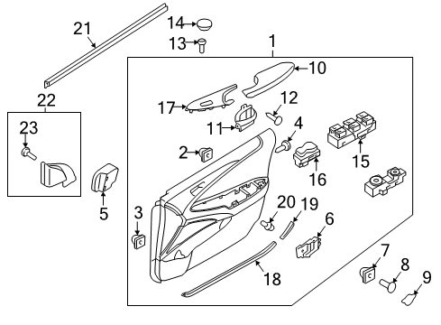 2014 Hyundai Sonata Front Door Front Door Armrest Assembly Left Diagram for 82710-3Q050-WYF