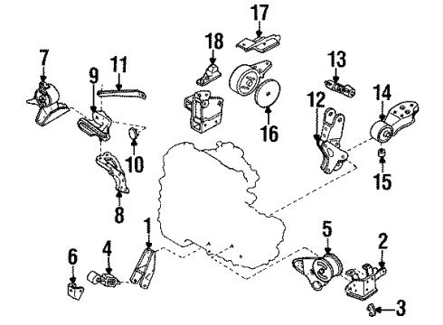 1989 Nissan Sentra Engine & Trans Mounting Engine Mounting Bracket, Rear Diagram for 11332-50A13