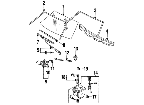 1990 Nissan Sentra Wiper & Washer Components Link Assembly Connecting No 2 Diagram for 28842-65A10