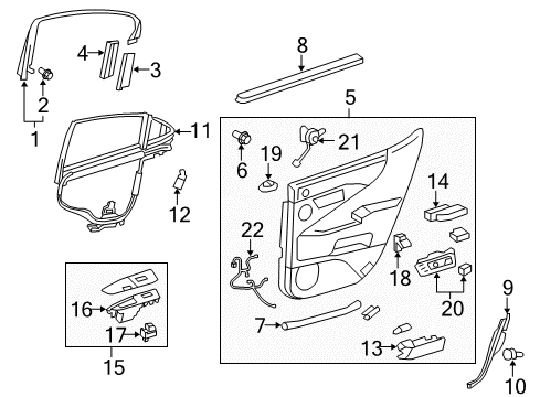 2015 Lexus LS600h Interior Trim - Rear Door WEATHERSTRIP, Rear Door Diagram for 68174-50060