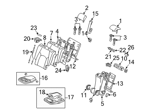 2006 Lexus RX400h Rear Seat Components Rear Seat Armrest Assembly, Center Diagram for 72830-48150-B1
