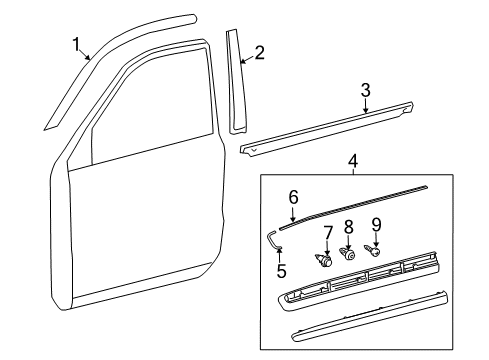 2019 Lexus LX570 Exterior Trim - Front Door MOULDING Assembly, FR Do Diagram for 75720-60090