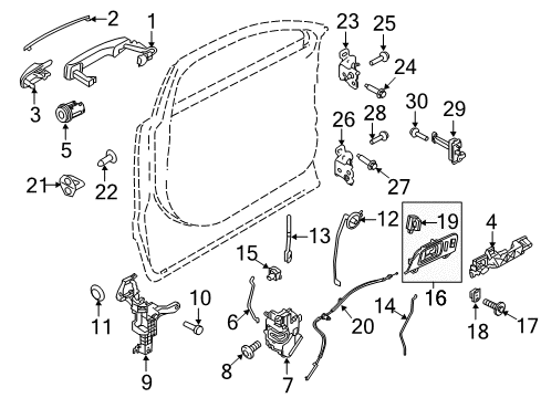 2011 Lincoln MKT Front Door - Lock & Hardware Cylinder Rod Diagram for AE9Z-7422135-A