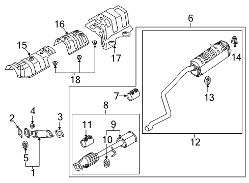 2018 Hyundai Accent Exhaust Components Front Muffler Assembly Diagram for 28610-J0200