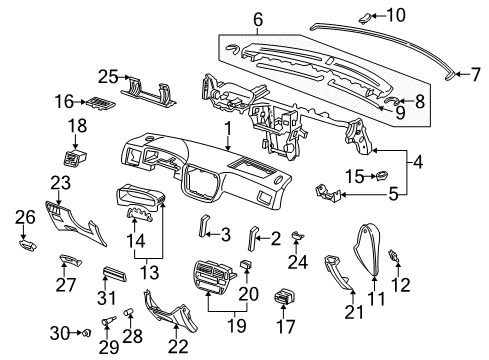 1996 Honda Civic Instrument Panel Bracket, Instrument Center Diagram for 77169-S04-000ZZ