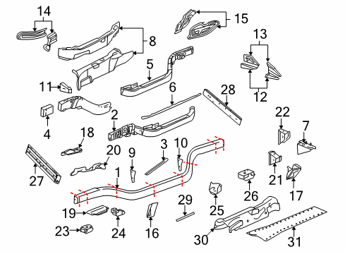 2008 Cadillac XLR Frame & Components Panel Side Reinforcement Diagram for 10299652