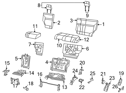 2009 Dodge Nitro Rear Seat Components Seat Cushion Foam Diagram for 68004482AA