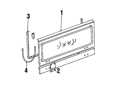 1985 Jeep Scrambler Tail Gate Reinforce-Ment Diagram for J5758813