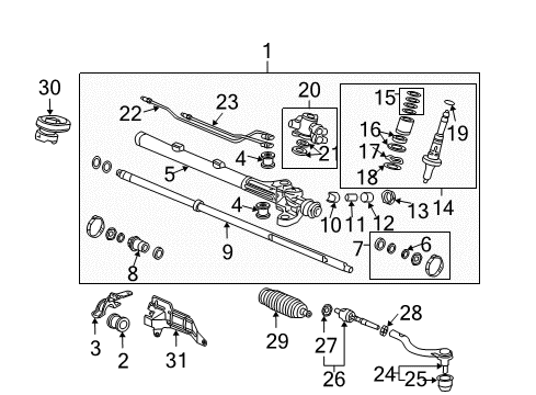 2003 Honda Accord P/S Pump & Hoses, Steering Gear & Linkage Spring, Rack Guide Pressure Diagram for 53413-S0K-A01