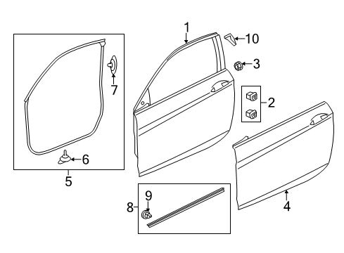 2015 Honda Accord Door & Components Seal, FR. Door (Lower) Diagram for 72328-T3L-A01
